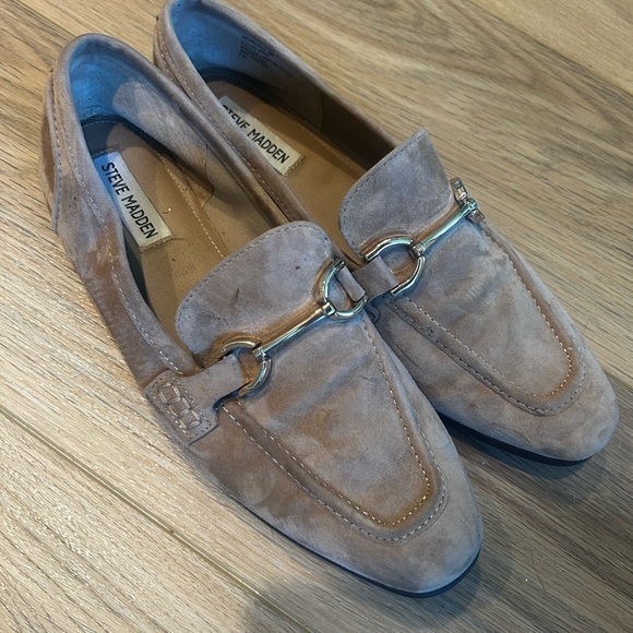 Steve Madden Shoes - Steve Madden Suede Loafers with Gold Bit - Taupe